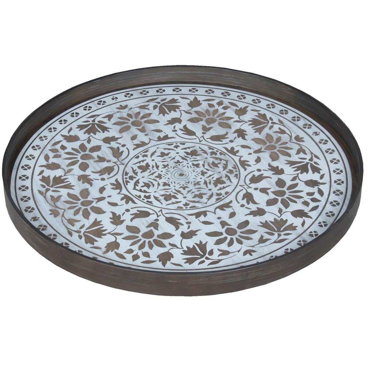 Plateau rond 61cm L CLASSICS Ethnicraft White Marrakesh wooden