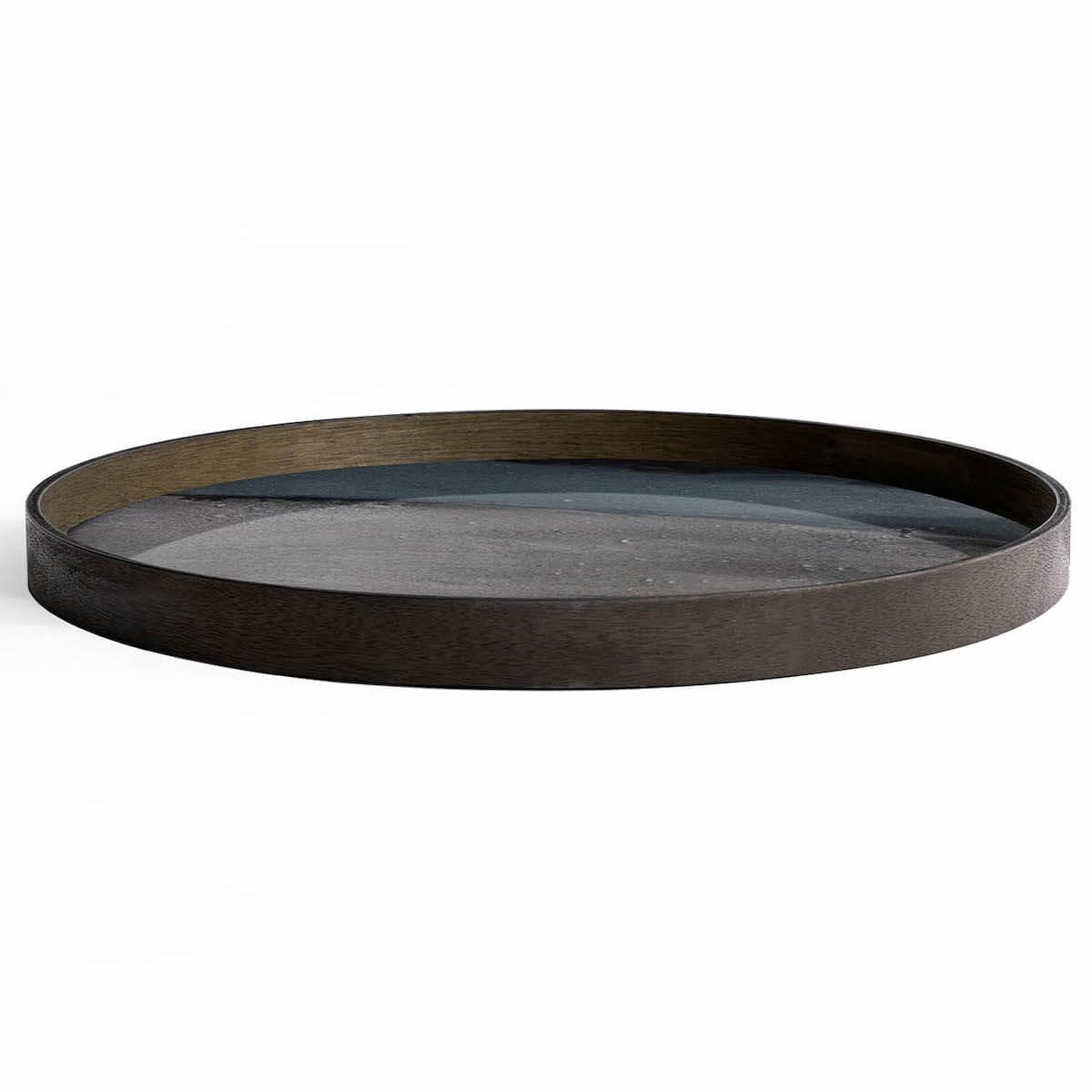 Plateau rond 61cm L LINEAR FLOW Ethnicraft Graphite Organic glass