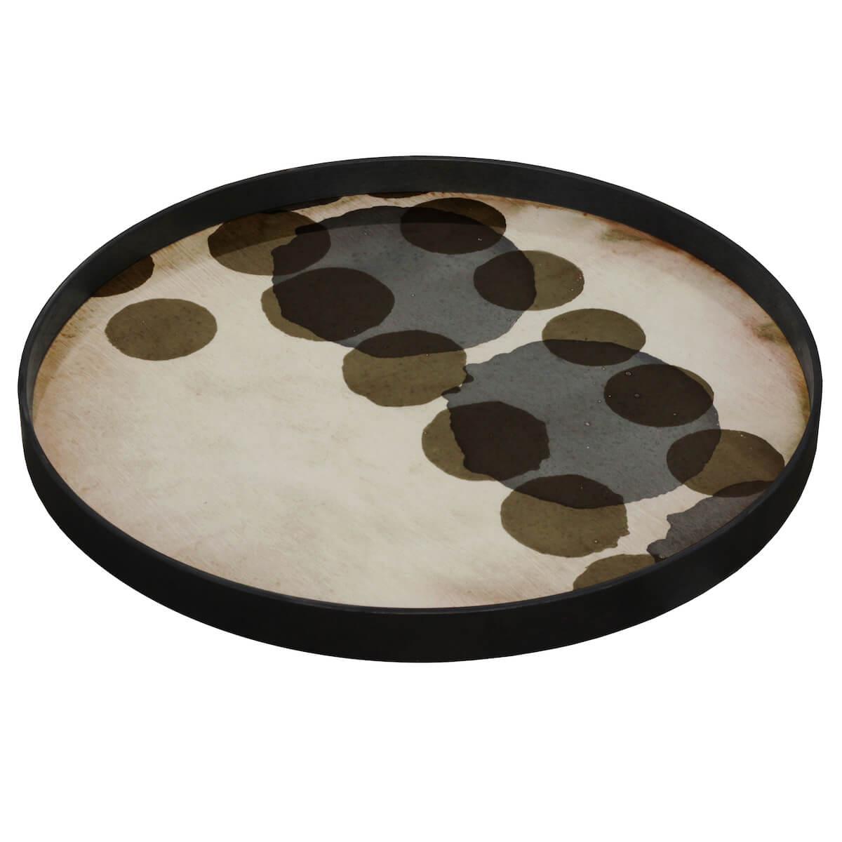 Plateau rond 61cm L TRANSLUCENT SILHOUETTES Ethnicraft Slate Layered Dots glass