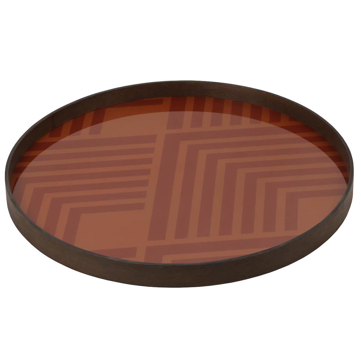 Plateau rond 61cm L URBAN GEOMETRY Ethnicraft Orange Chevron glass