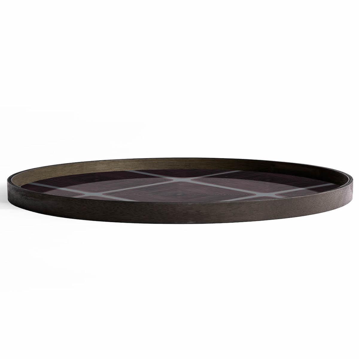 Plateau rond 92cm XL LINEAR FLOW Ethnicraft Slate Linear Squares glass