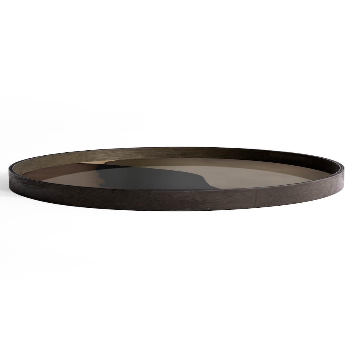Plateau rond 92cm XL TRANSLUCENT LAYERS Ethnicraft Graphite Combined Dots glass