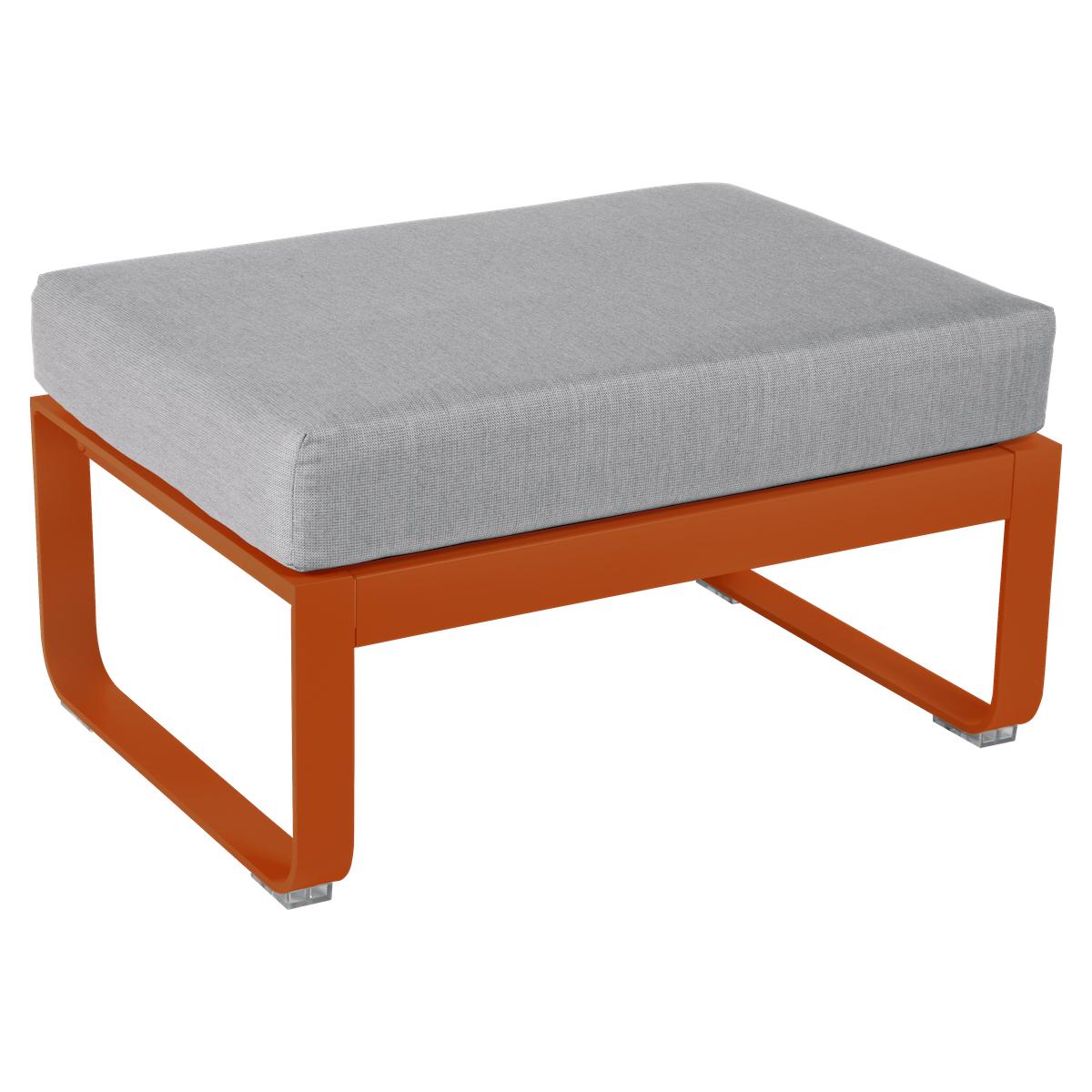 Pouf de jardin BELLEVIE Fermob orange confite-gris flanelle