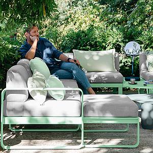 Pouf de jardin BELLEVIE Fermob vert opaline-Gris graphite