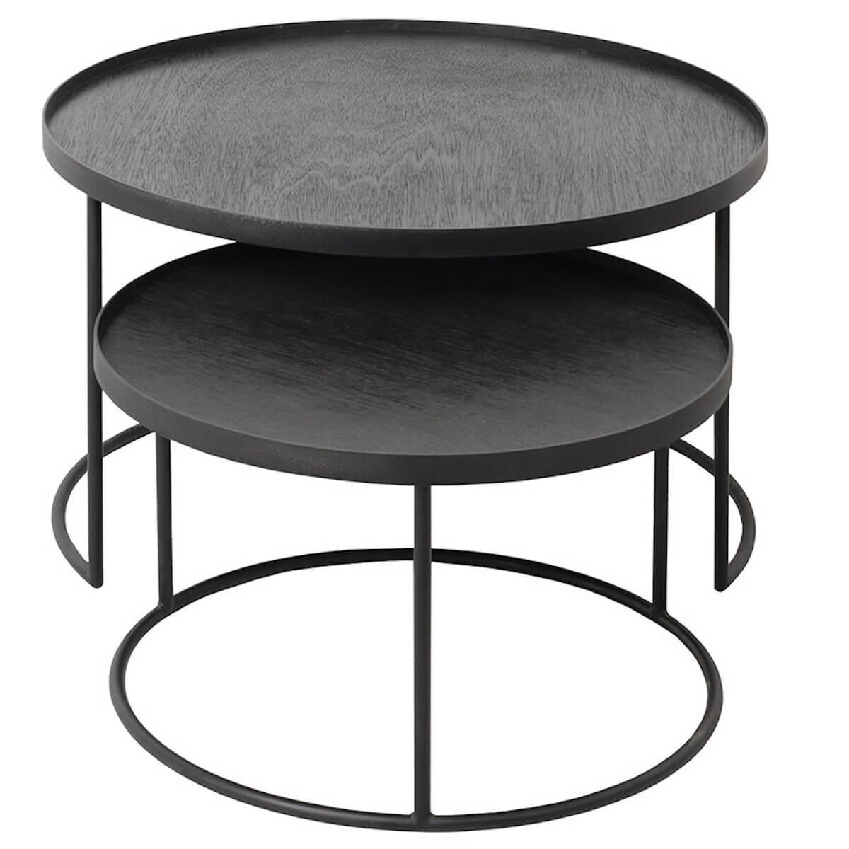 Set 2 tables d'appoint rond L-XL TRAY Ethnicraft