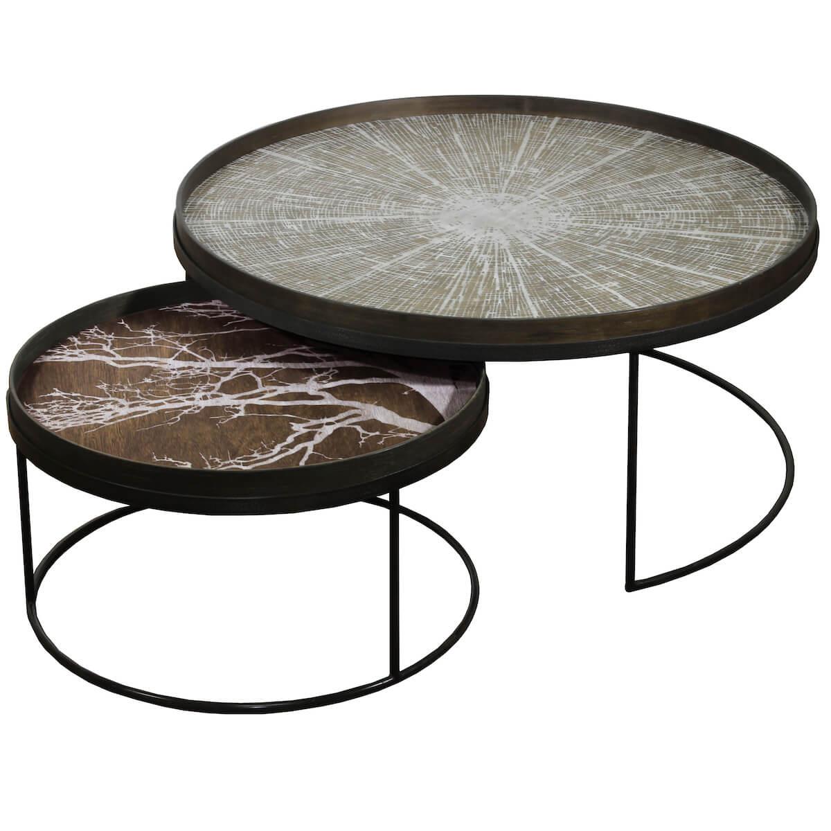 Set 2 tables d'appoint rond L-XL TRAY Ethnicraft