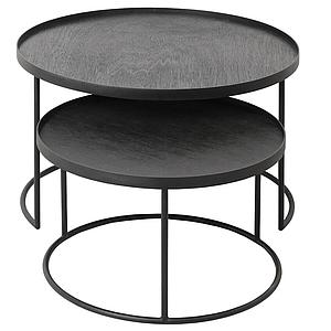 Set 2 tables d'appoint rond L-XL TRAY Ethnicraft