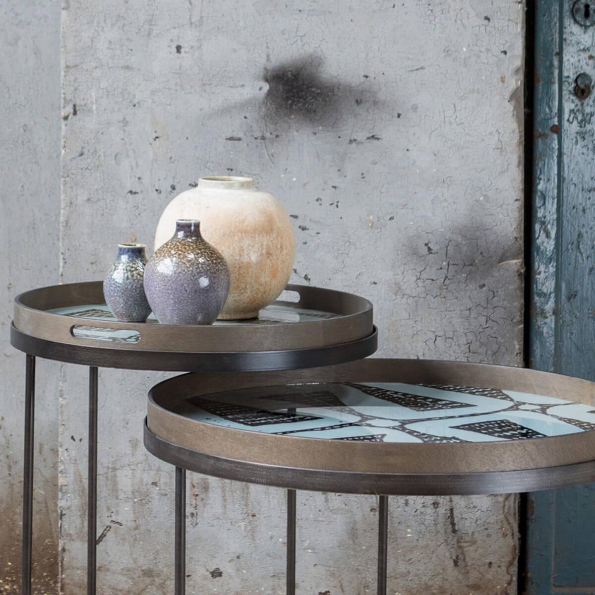 Set 2 tables d'appoint rond S-L TRAY Ethnicraft