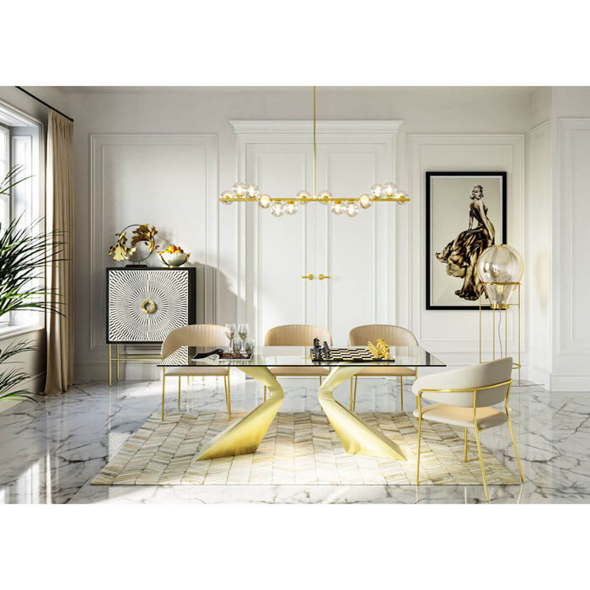 Set de 2 Chaises avec accoudoir BELLE VELVET crème Kare design