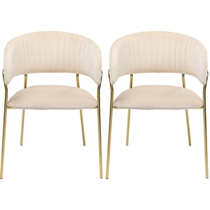 Set de 2 Chaises avec accoudoir BELLE VELVET crème Kare design