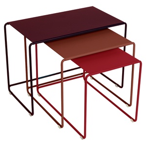 Set table basse gigogne OULALA Fermob - cerise noir/rouge ocre/piment