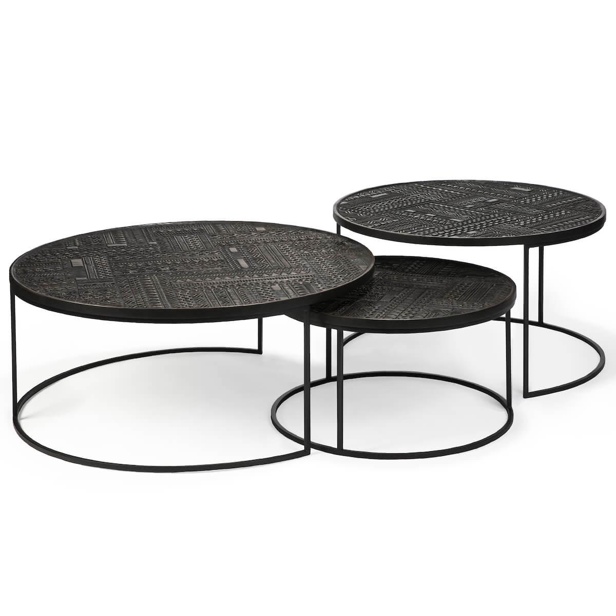 Set table basse ronde TABAWA Ethnicraft teck noir