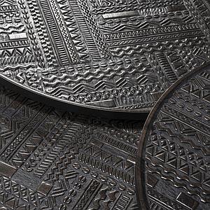Set table basse ronde TABAWA Ethnicraft teck noir