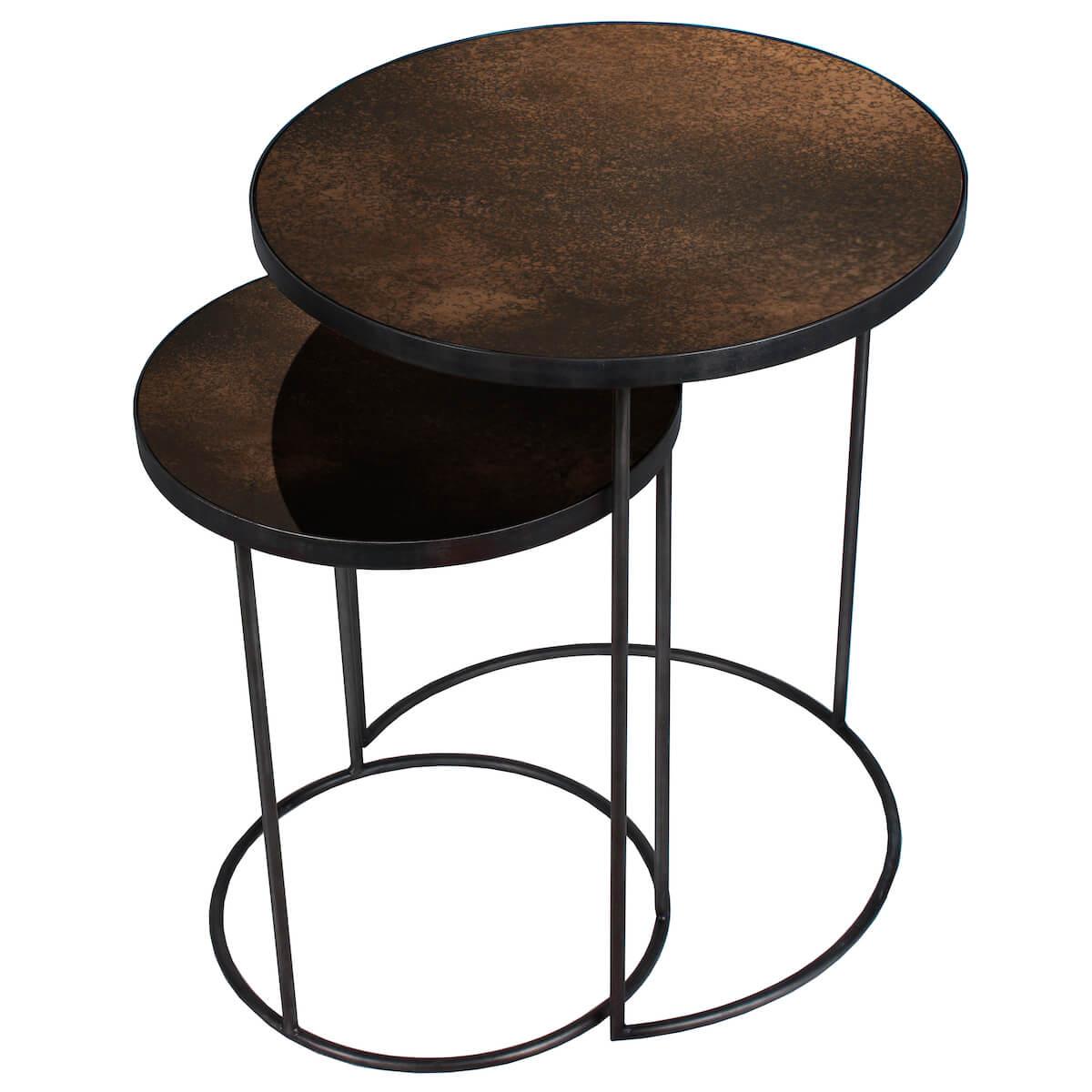 Set table d’appoint ronde NESTING Ethnicraft Bronze copper
