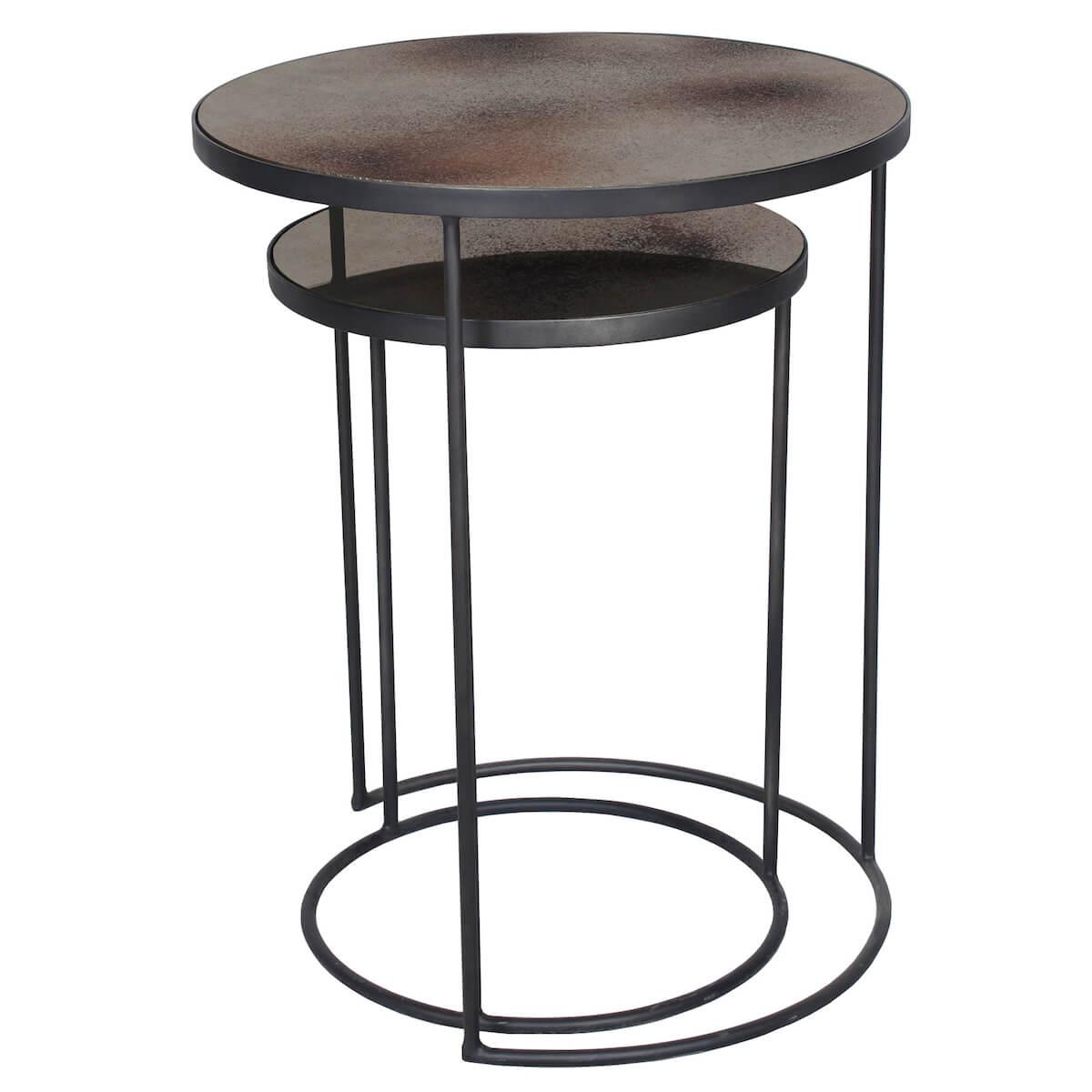 Set table d’appoint ronde NESTING Ethnicraft Bronze copper