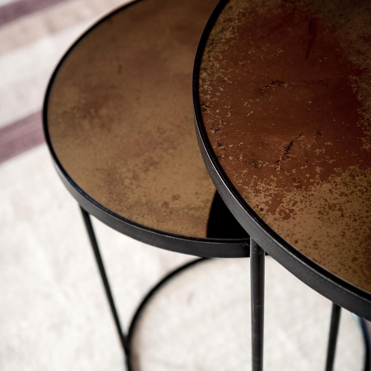 Set table d’appoint ronde NESTING Ethnicraft Bronze copper