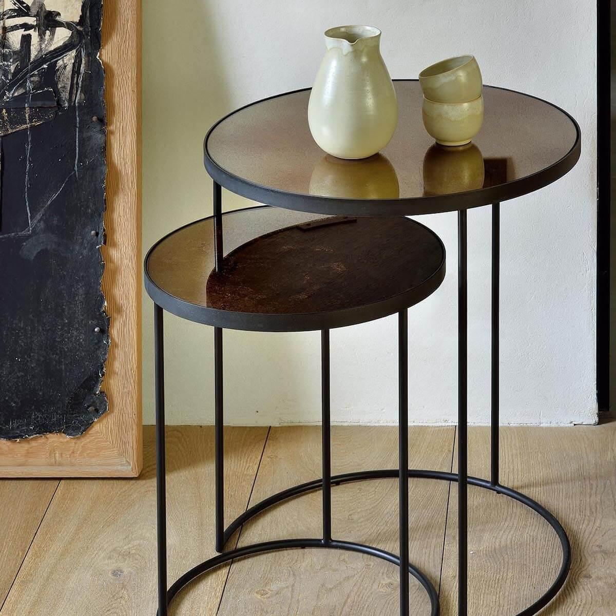 Set table d’appoint ronde NESTING Ethnicraft Bronze copper