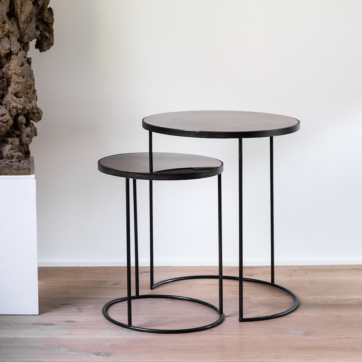 Set table d’appoint ronde NESTING Ethnicraft Bronze copper