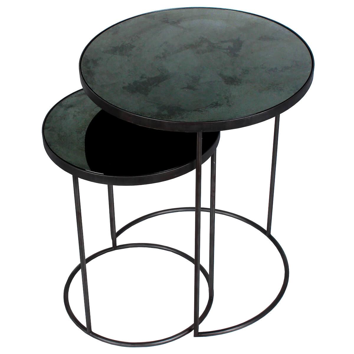 Set table d’appoint ronde NESTING Ethnicraft Charcoal