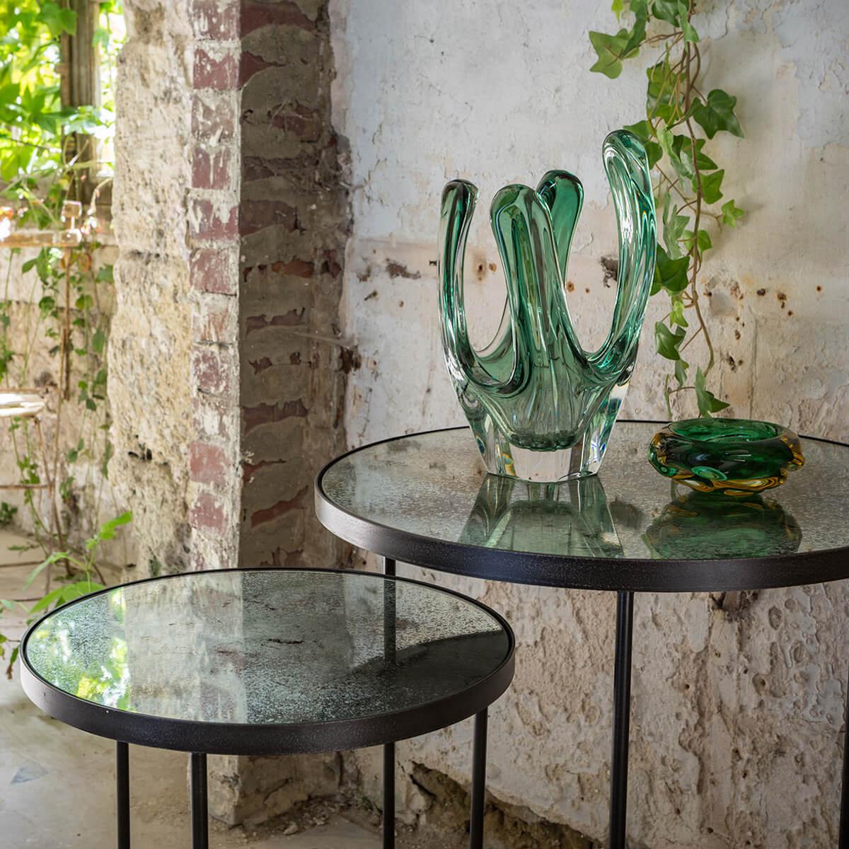 Set table d’appoint ronde NESTING Ethnicraft clear