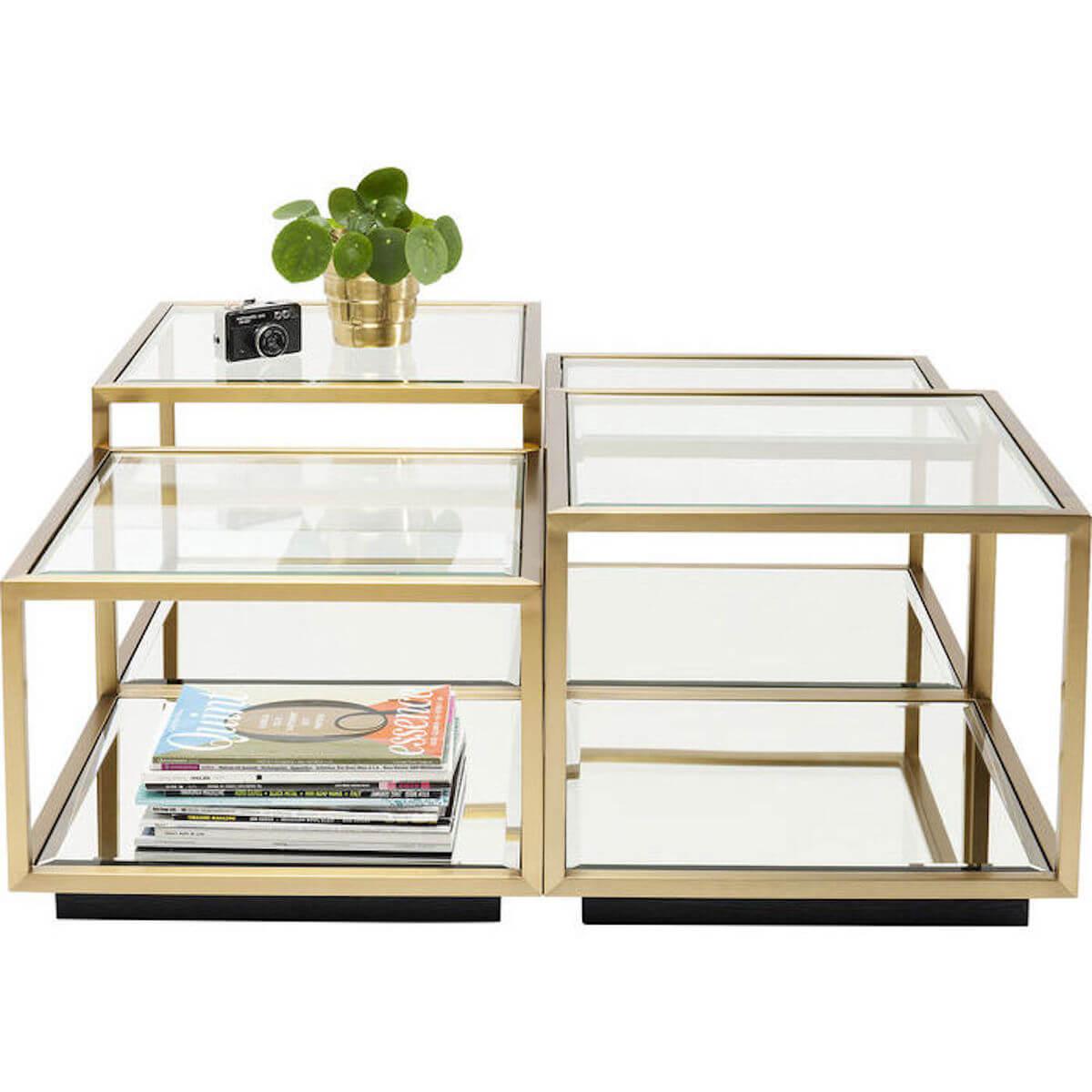 Set tables basse LUIGI Kare Design doré