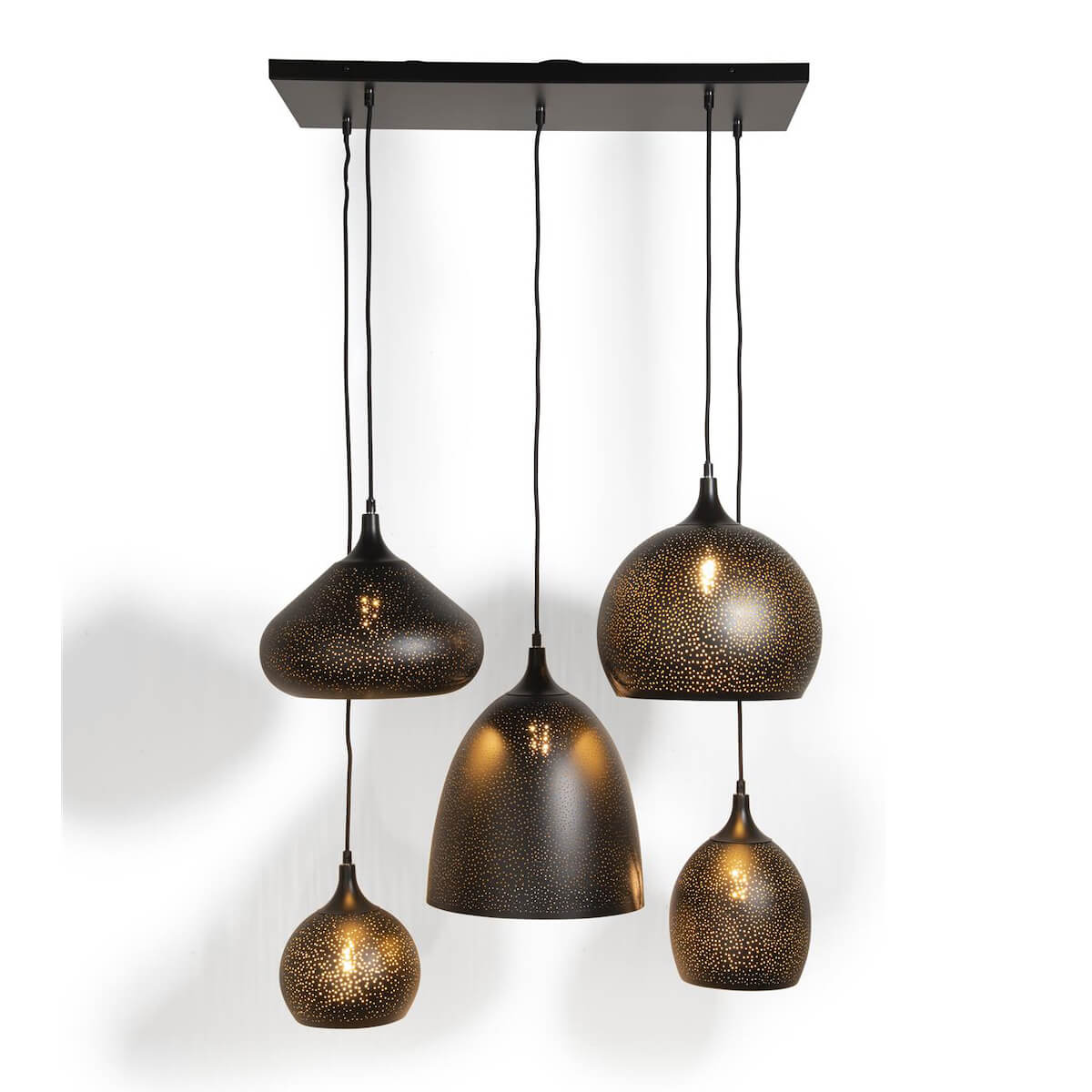 Suspension ARJEN 5*E27 Longue Coco Maison Noir