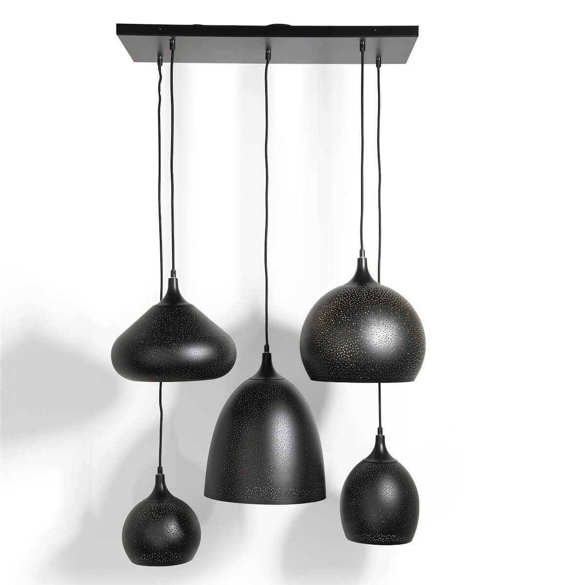 Suspension ARJEN 5*E27 Longue Coco Maison Noir