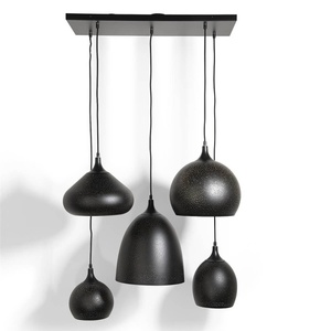 Suspension ARJEN 5*E27 Longue Coco Maison Noir
