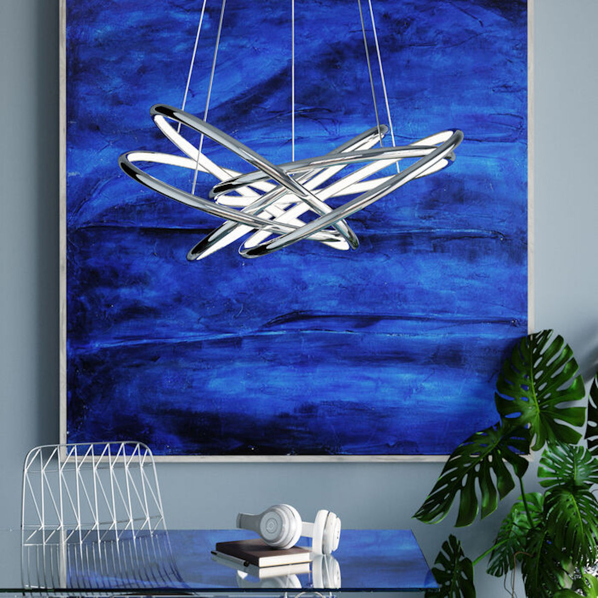 Suspension SATURN LED Kare Design chromé GM