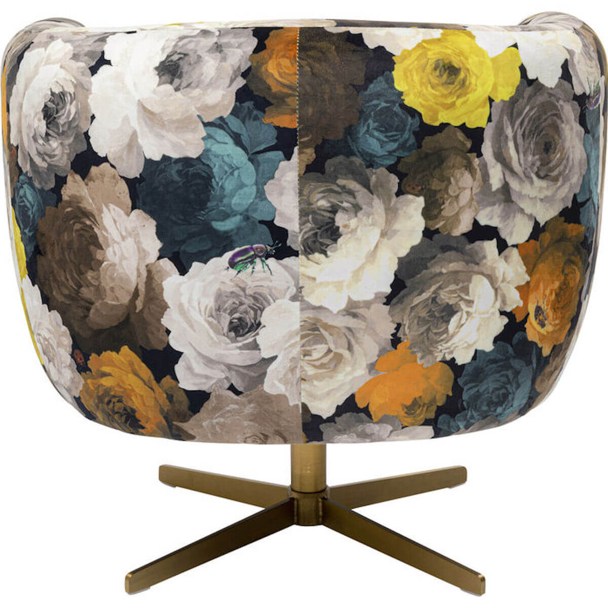 Swivel Armchair Peony Flower Yellow Kare Design