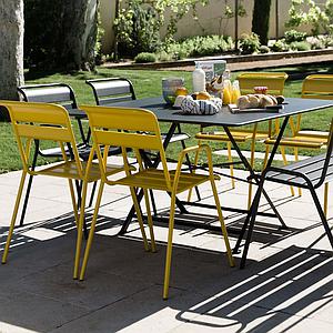 Table 128x128cm CARGO Fermob gris métal