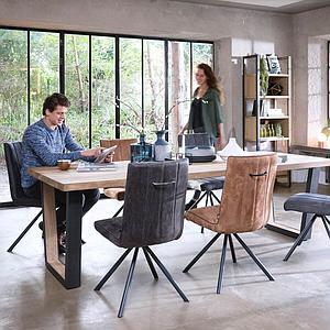 Table 200x100cm METALOX Henders & Hazel pieds V métal-bois-bord droit
