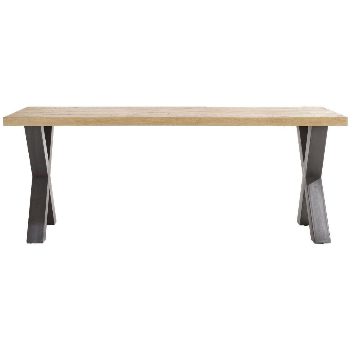 Table 200x100cm METALOX Henders & Hazel pieds X métal-bord droit