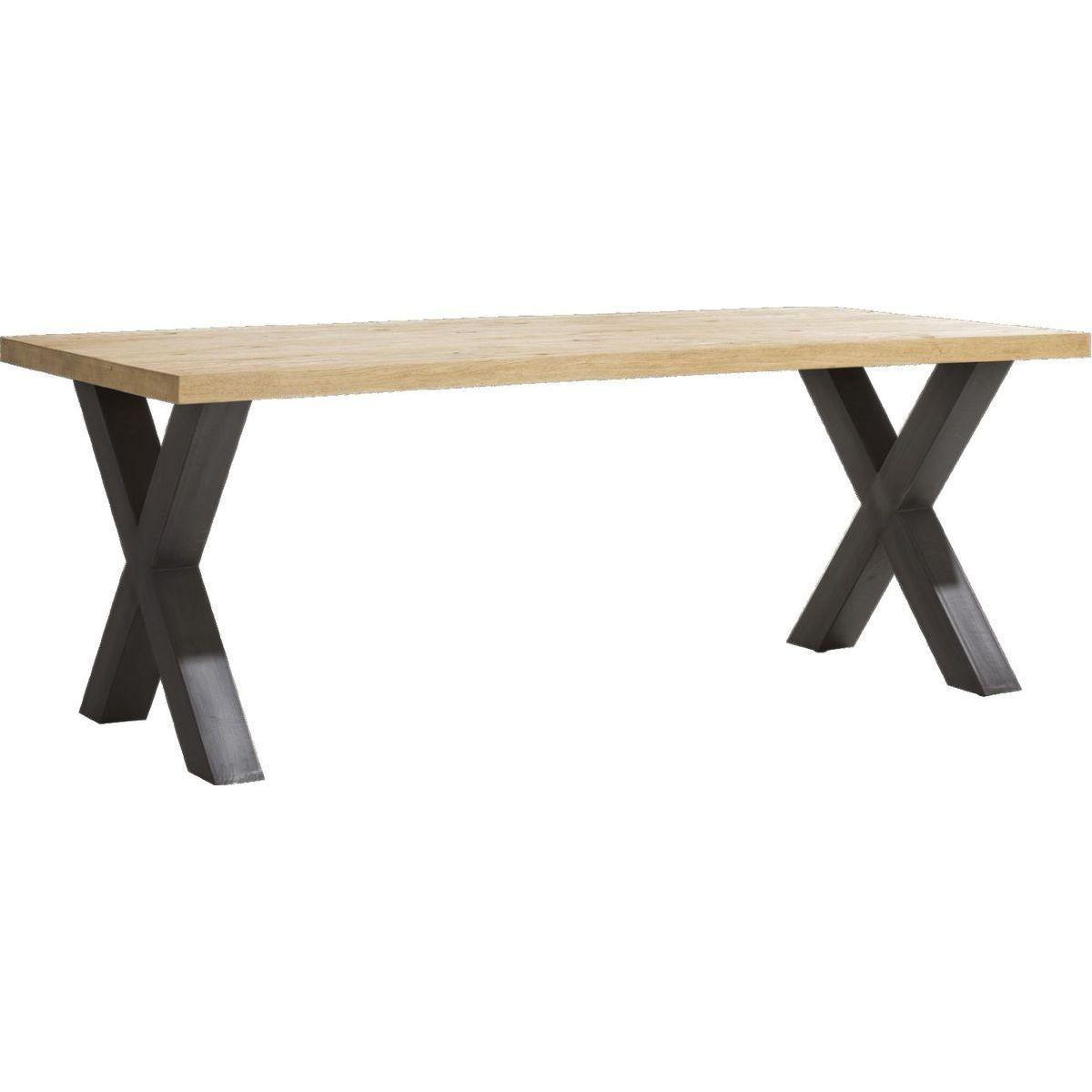 Table 200x100cm METALOX Henders & Hazel pieds X métal-bord droit