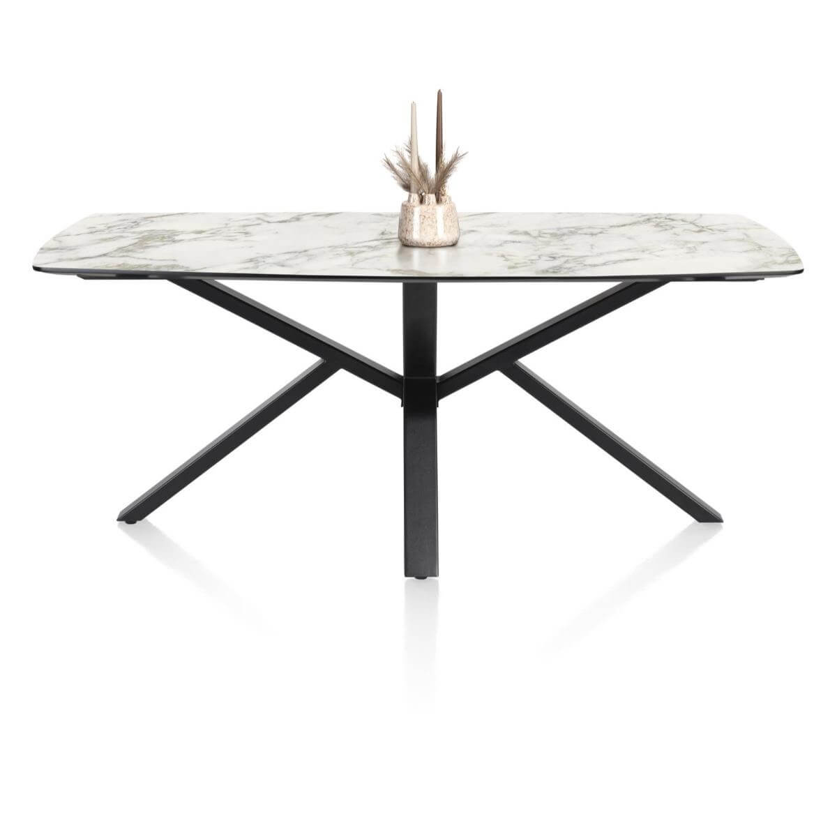 Table 240x115cm PALACE Henders & Hazel imitation marbre blanc & pieds central