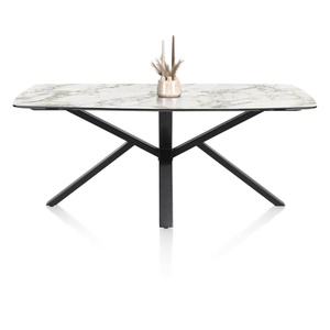 Table 240x115cm PALACE Henders & Hazel imitation marbre blanc & pieds central