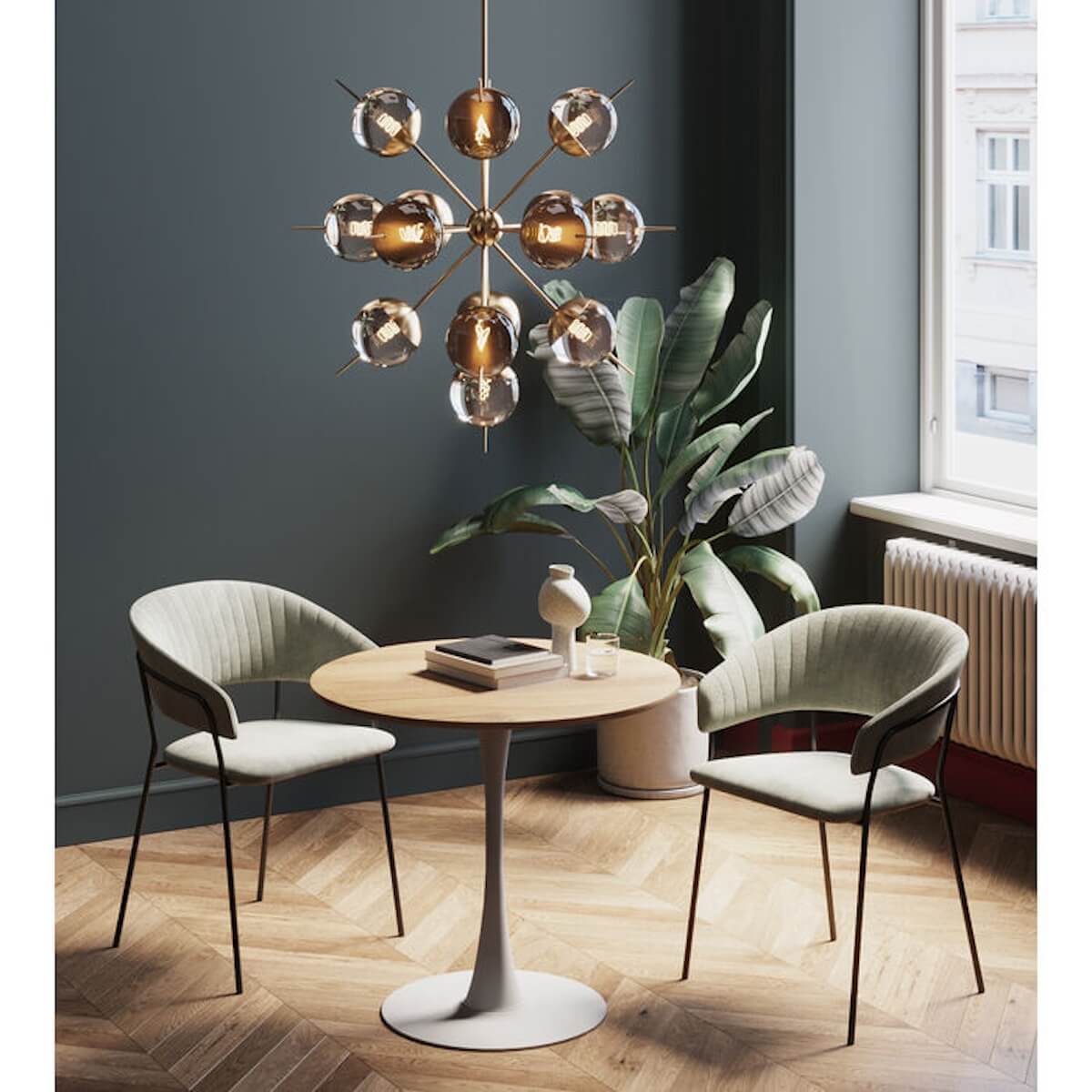 Table 80cm SCHICKERIA Kare Design aspect chêne et pied blanc