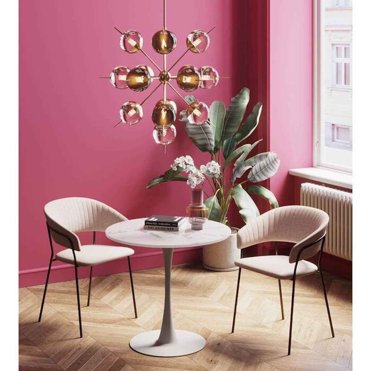 Table 80cm SCHICKERIA Kare Design aspect marbre blanc