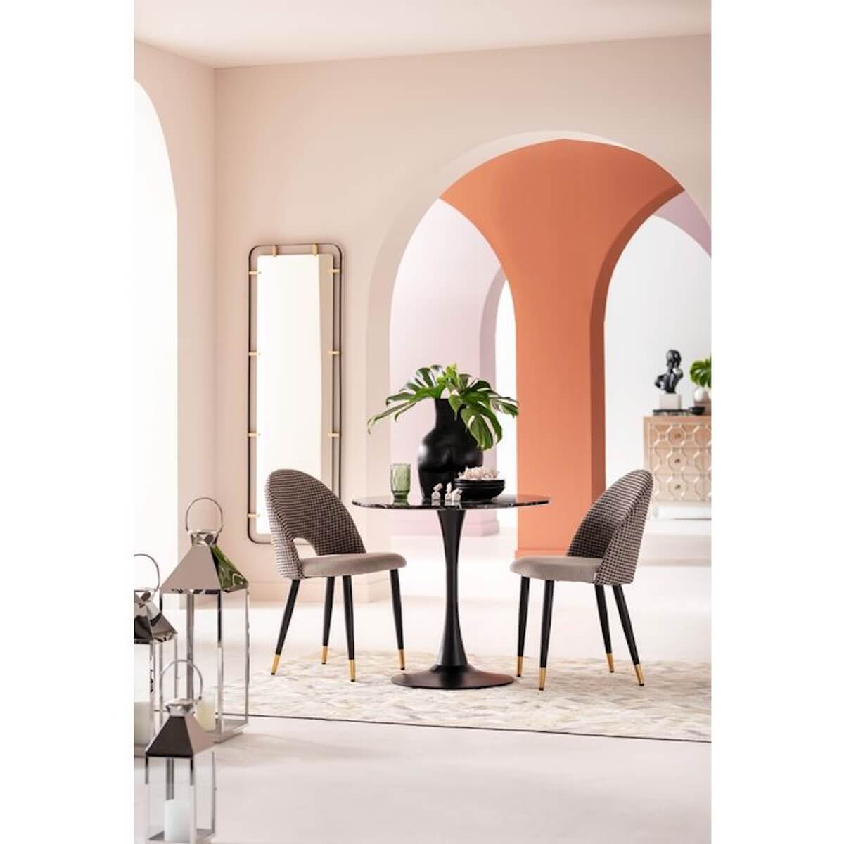 Table 80cm SCHICKERIA Kare Design aspect marbre noir