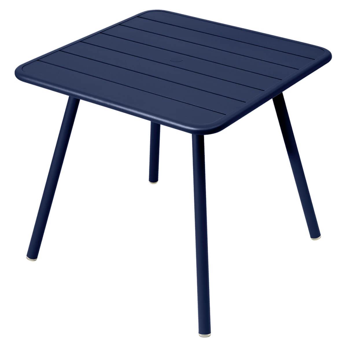 Table 80x80cm 4 pieds LUXEMBOURG Fermob bleu abysse
