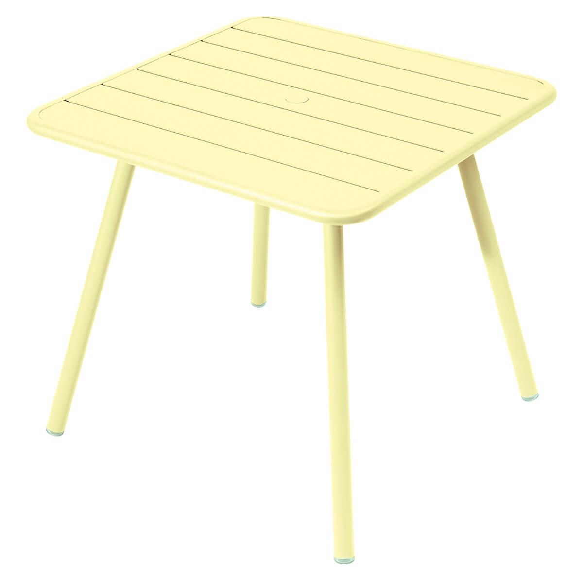 Table 80x80cm 4 pieds LUXEMBOURG Fermob citron givré