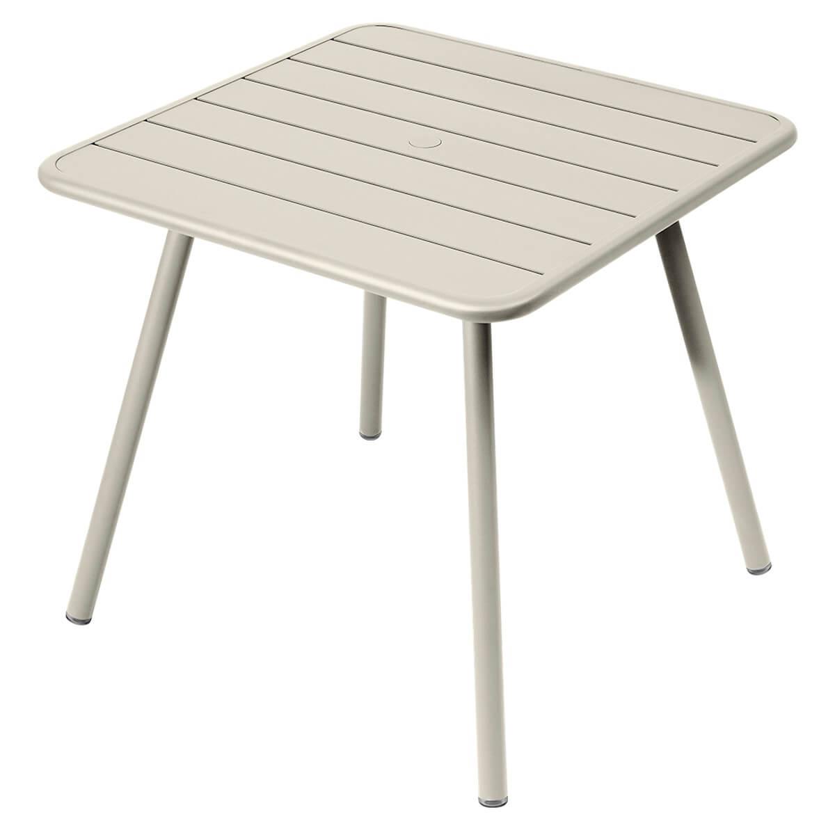 Table 80x80cm 4 pieds LUXEMBOURG Fermob gris argile
