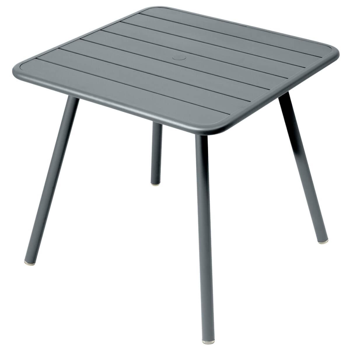 Table 80x80cm 4 pieds LUXEMBOURG Fermob gris orage