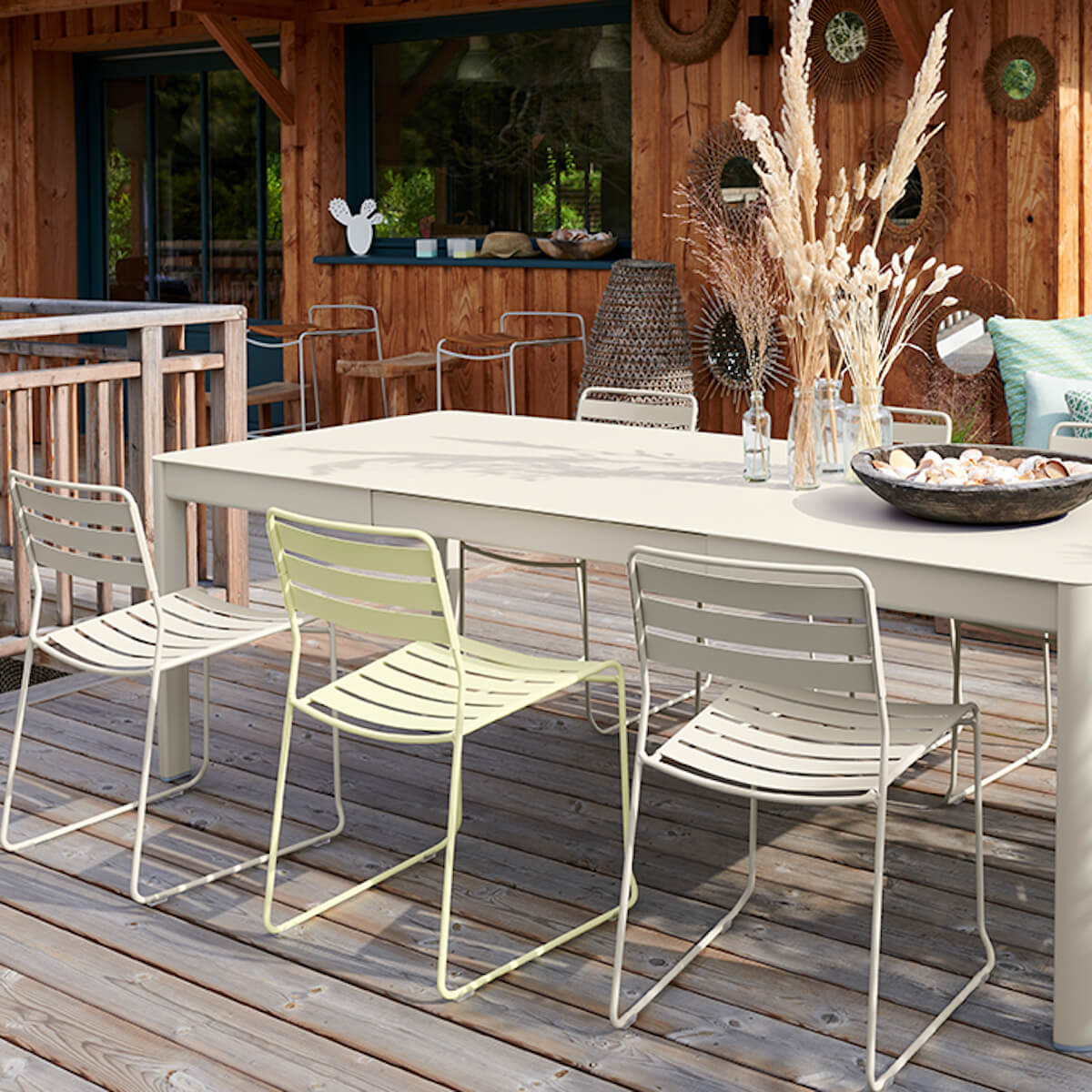 Table à rallonge 149/234x100cm RIBAMBELLE Fermob Vert Tilleul