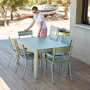 Table à rallonge 149/191x100cm RIBAMBELLE Fermob blanc coton