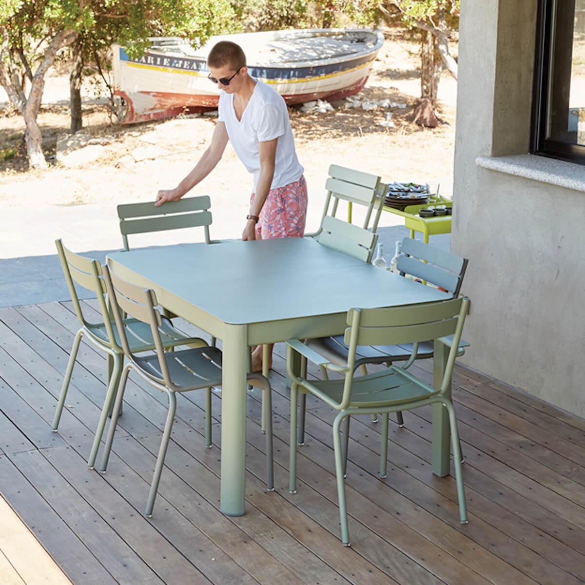 Table à rallonge 149/191x100cm RIBAMBELLE Fermob vert opaline