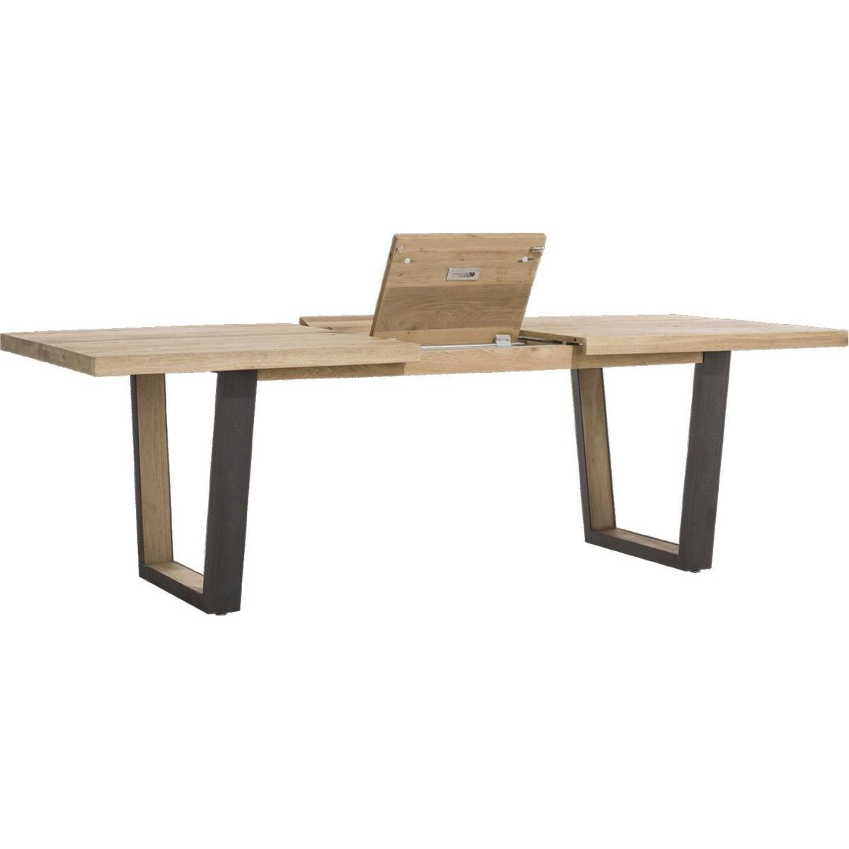 Table à rallonge 160/210x100cm METALOX Henders & Hazel pieds V métal-bois-bord droit
