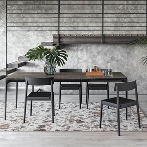 Table à rallonge 160/220cm SILHOUETTE Calligaris noir oxyde-pied noir opaque