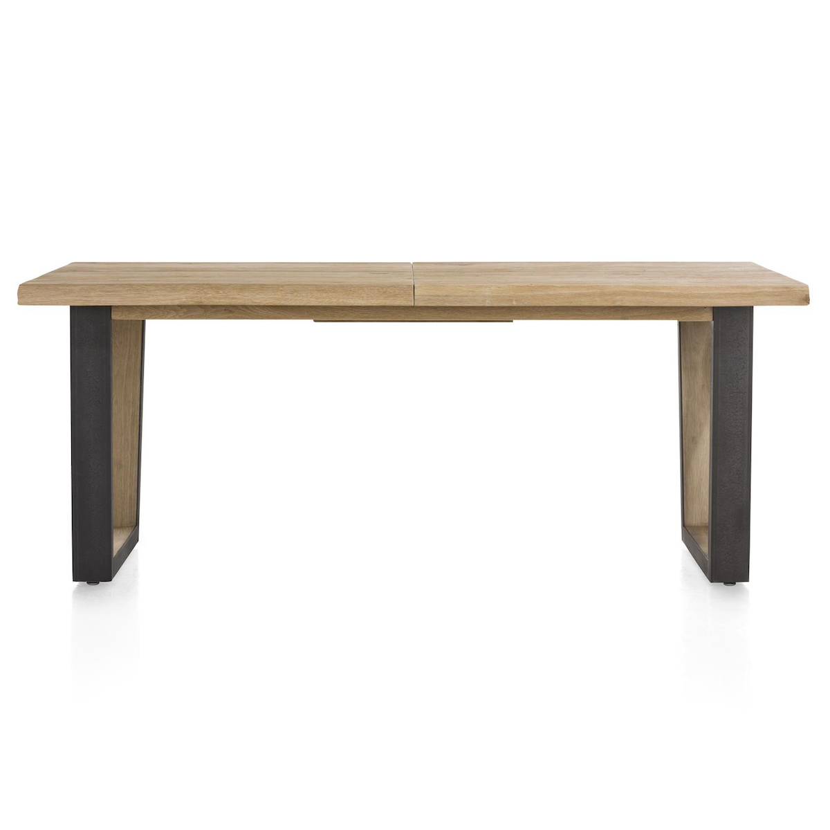 Table à rallonge 190/240x100cm METALOX Henders & Hazel pieds V métal-bois et bords ondulés