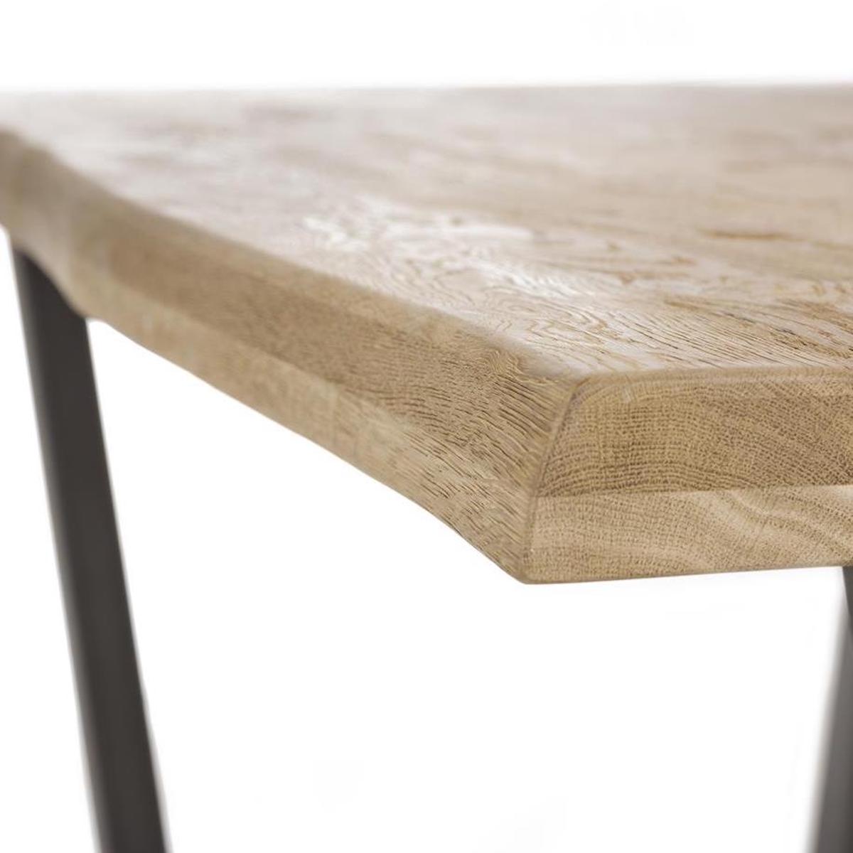 Table à rallonge 190/240x100cm METALOX Henders & Hazel pieds V métal-bois et bords ondulés